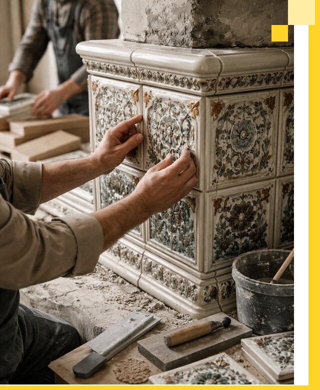 Изразцовые камины под ключ в Кирове: проект и монтаж