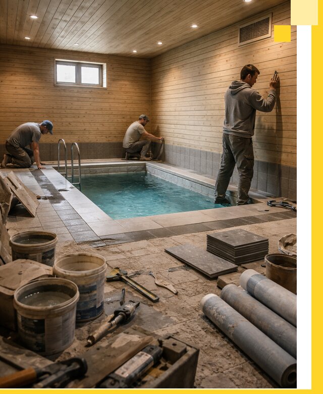 Строительство бани с бассейном и сауной под ключ в Кирове