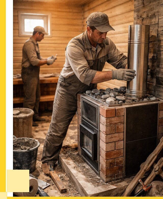 Монтаж печи в бане под ключ в Кирове от 20724 р. | ЭриданКри