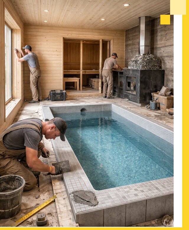 Проект бани с бассейном и сауной в Кирове под ключ